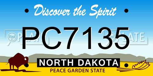 PC7135 North Dakota License Plate