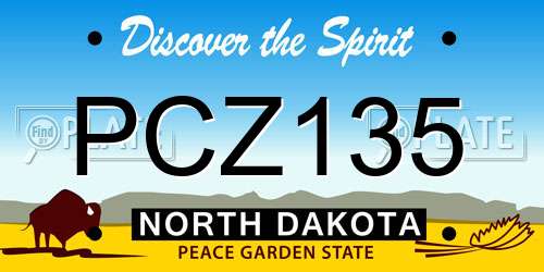 PCZ135 North Dakota License Plate