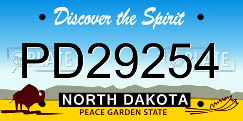 PD29254 North Dakota License Plate