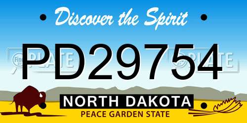 PD29754 North Dakota License Plate