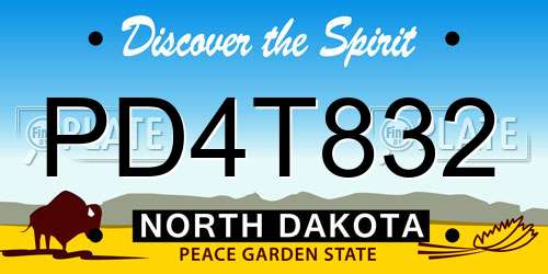 PD4T832 North Dakota License Plate