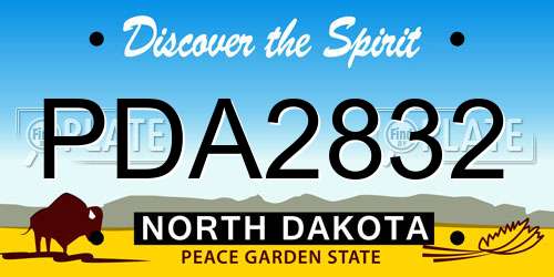PDA2832 North Dakota License Plate