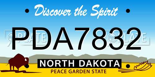 PDA7832 North Dakota License Plate