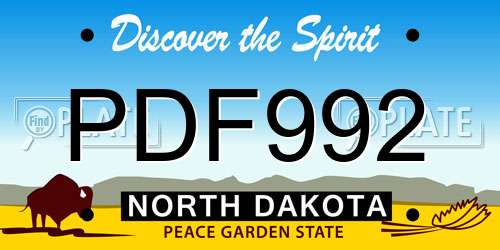 PDF992 North Dakota License Plate