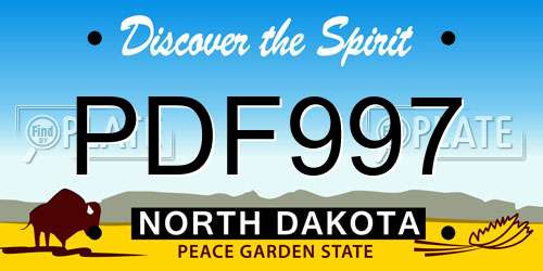 PDF997 North Dakota License Plate