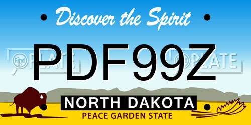 PDF99Z North Dakota License Plate