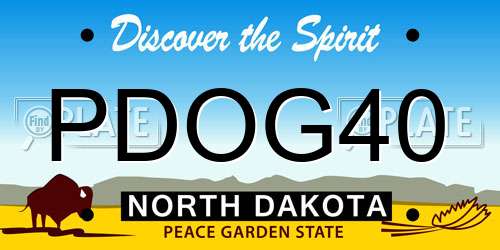 PDOG40 North Dakota License Plate