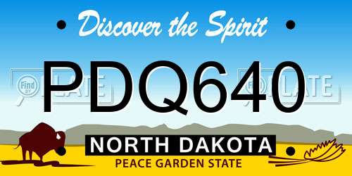 PDQ640 North Dakota License Plate