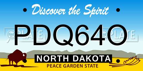 PDQ64O North Dakota License Plate