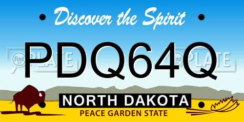 PDQ64Q North Dakota License Plate