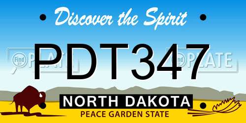 PDT347 North Dakota License Plate