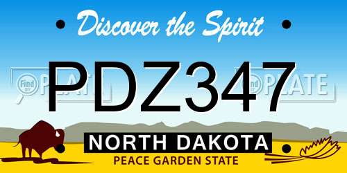 PDZ347 North Dakota License Plate