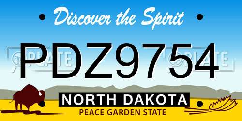PDZ9754 North Dakota License Plate