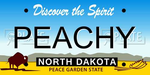 PEACHY North Dakota License Plate