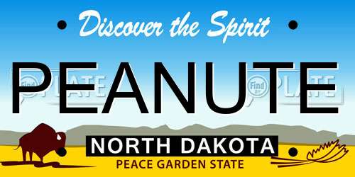 PEANUTE North Dakota License Plate
