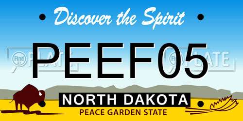 PEEF05 North Dakota License Plate