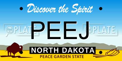 PEEJ North Dakota License Plate