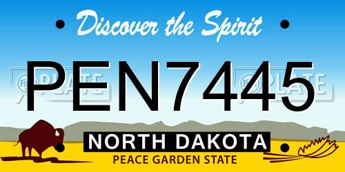 PEN7445 North Dakota License Plate