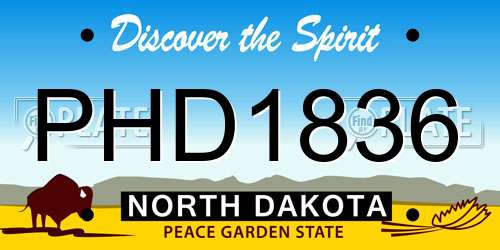 PHD1836 North Dakota License Plate