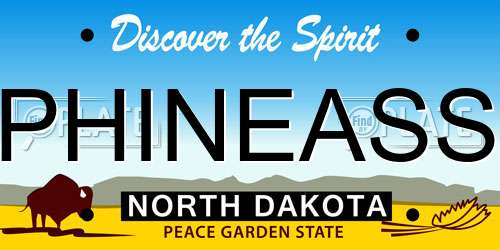 PHINEASS North Dakota License Plate