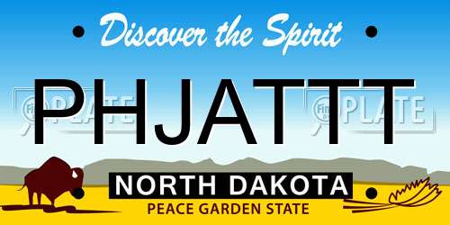 PHJATTT North Dakota License Plate
