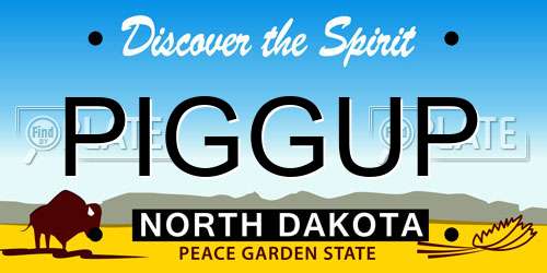 PIGGUP North Dakota License Plate