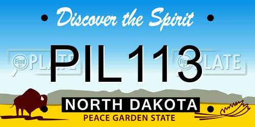 PIL113 North Dakota License Plate
