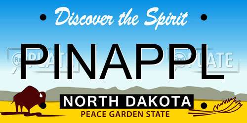 PINAPPL North Dakota License Plate