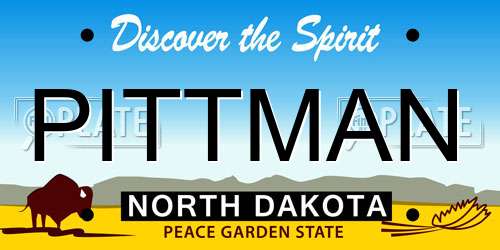 PITTMAN North Dakota License Plate
