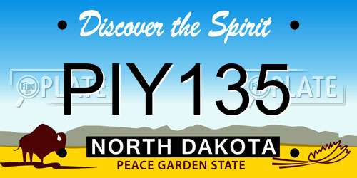 PIY135 North Dakota License Plate