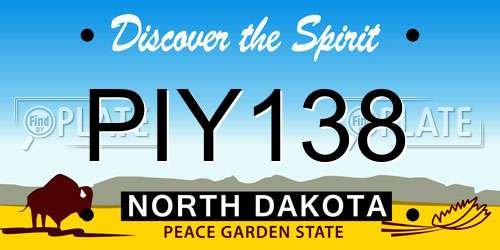 PIY138 North Dakota License Plate