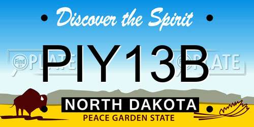 PIY13B North Dakota License Plate