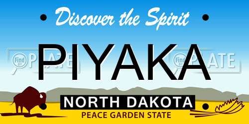 PIYAKA North Dakota License Plate