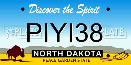 PIYI38 North Dakota License Plate