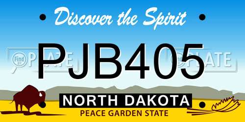 PJB405 North Dakota License Plate