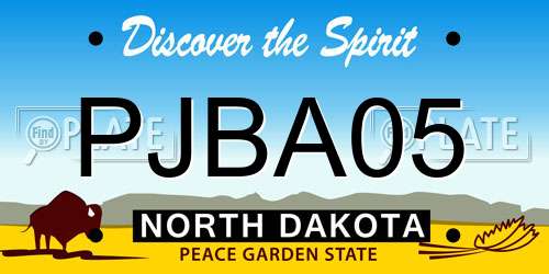 PJBA05 North Dakota License Plate