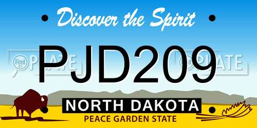 PJD209 North Dakota License Plate