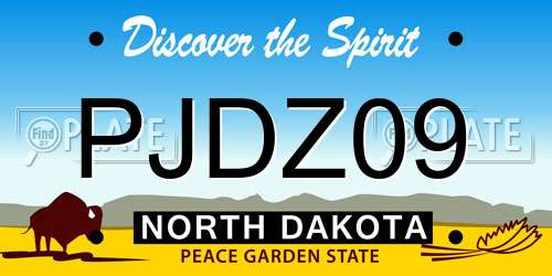 PJDZ09 North Dakota License Plate