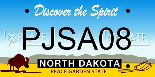 PJSA08 North Dakota License Plate