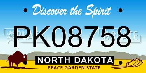 PK08758 North Dakota License Plate