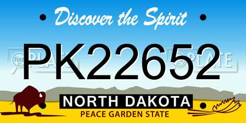 PK22652 North Dakota License Plate