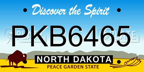 PKB6465 North Dakota License Plate