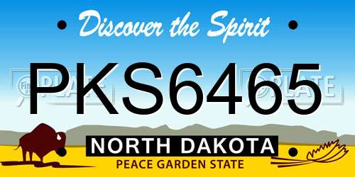PKS6465 North Dakota License Plate