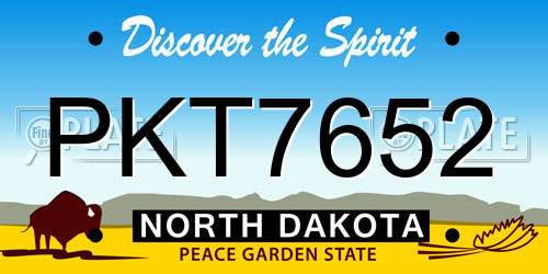 PKT7652 North Dakota License Plate