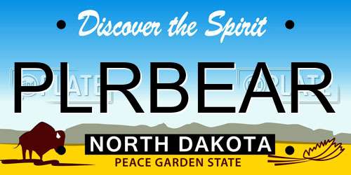 PLRBEAR North Dakota License Plate