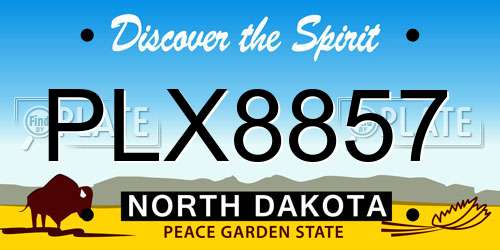 PLX8857 North Dakota License Plate
