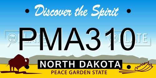 PMA310 North Dakota License Plate