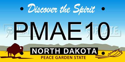 PMAE10 North Dakota License Plate