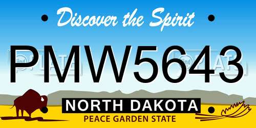 PMW5643 North Dakota License Plate