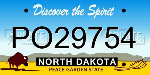 PO29754 North Dakota License Plate
